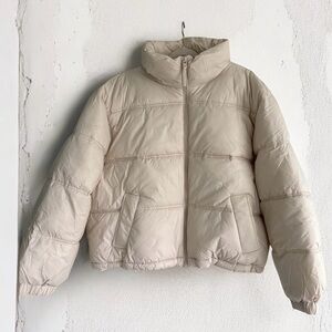 American Eagle Women’s Cream Puffer Cozy Jacket Full Zip Size XXL